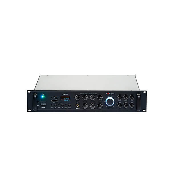 Трансляционный 6-зонный микшер-усилитель с MP3-проигрывателем PASystem LEV-250